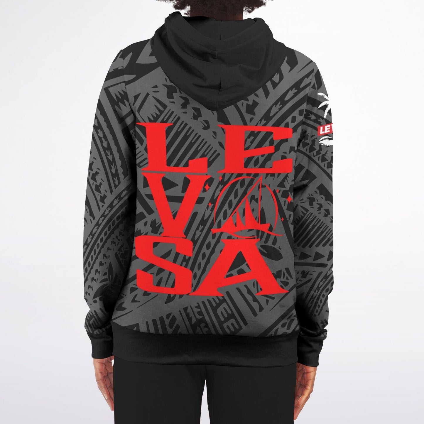 LE VASA RED BRICK All-Over Print Zip-Up Hoodie-black