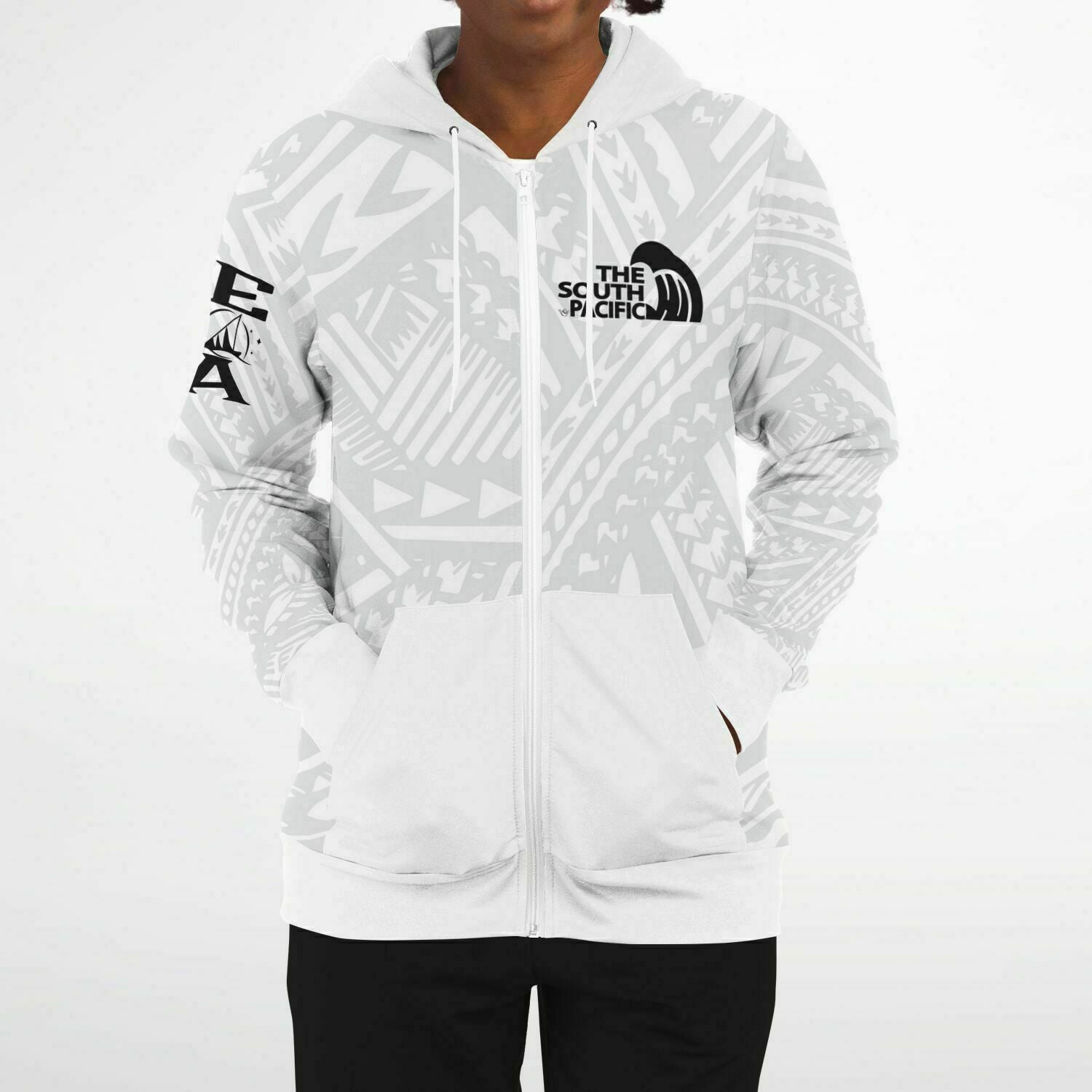 THE SOUTH PACIFIC ALL-OVER PRINT ZIP-UP Hoodie-white
