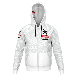 LE VASA RED BRICK All-Over Print Zip-Up Hoodie-white
