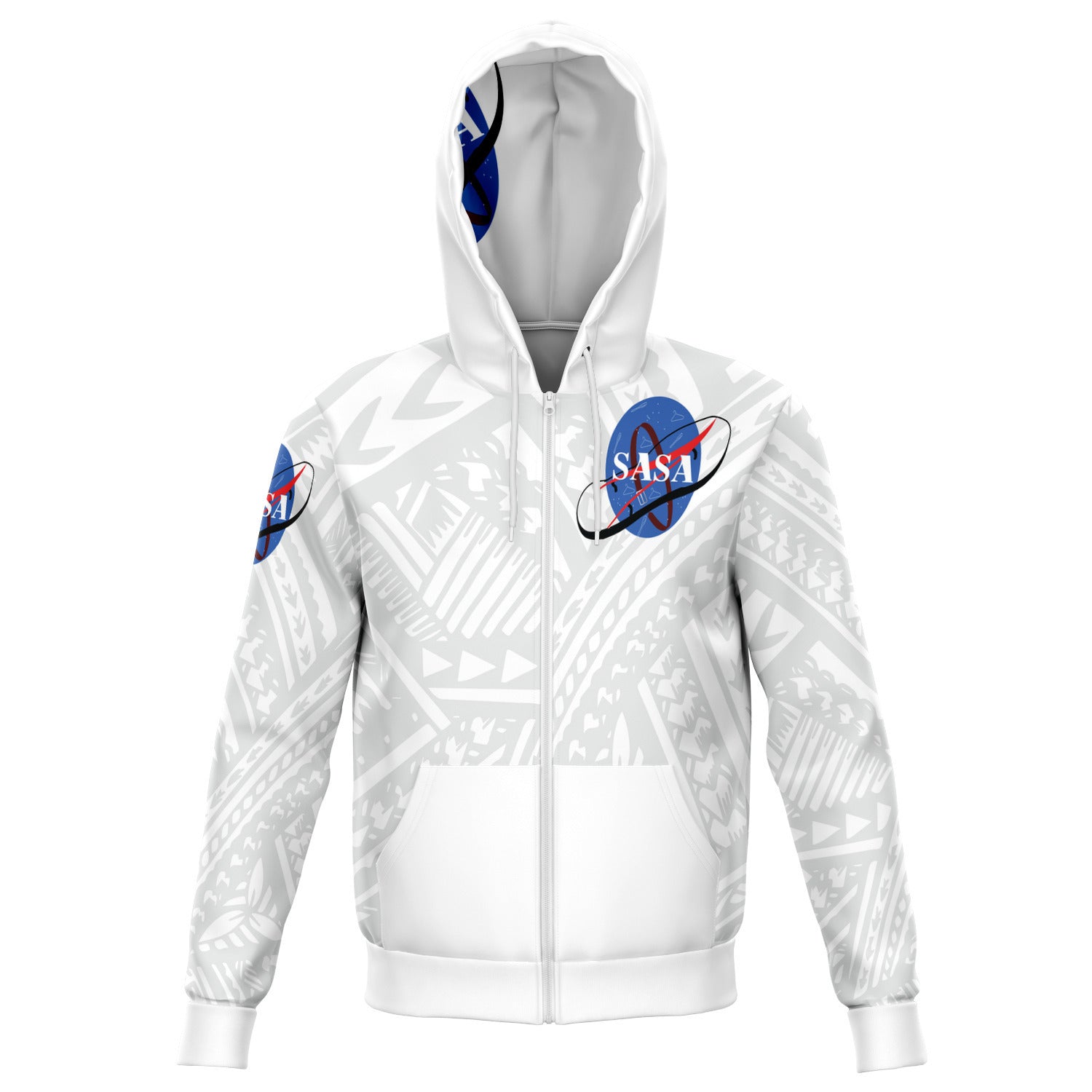 SASA (It's A SLAP!!!) All-Over Print Zip-Up Hoodie-white